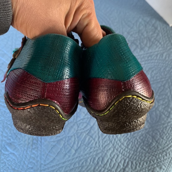 Socofy Purple Printing Flowers Leather Zip Booties - Picture 6 of 13